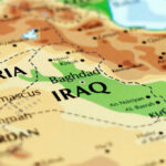 Colorful map showing Iraq Syria and Kuwait