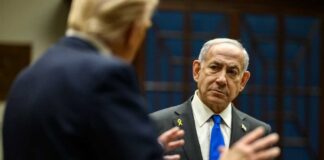 Two political leaders engaged in a serious discussion