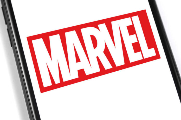 shutterstock_1325777954.jpg Close-up of the Marvel logo displayed on a smartphone screen