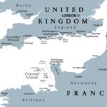 Map highlighting the United Kingdom with a flag