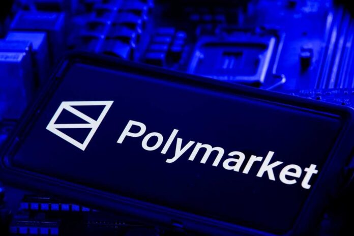 New,York,City,,New,York,-,August,4,2025:,Polymarket Polymarket logo displayed on a blue circuit board background