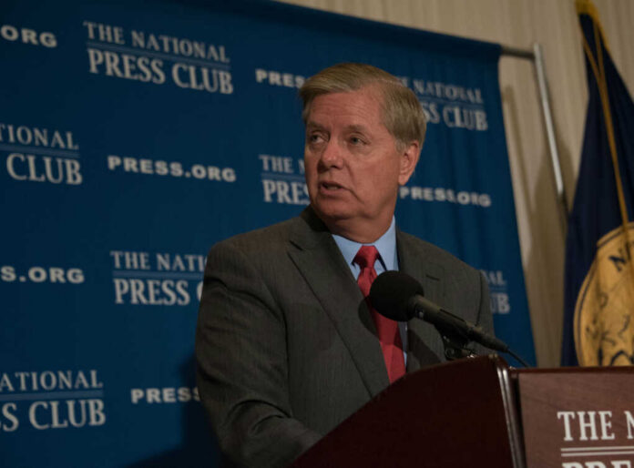 lindsey-graham315606872jpg Man in suit speaking at a podium with a microphone