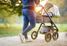 Baby Hit In Bryant Park — Outrage Erupts Person pushing a baby stroller on a park path