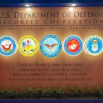 U.S. Department of Defense display wall with service seals