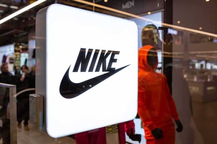Nike logo on illuminated store sign