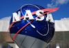 NASA logo displayed on a large globe structure