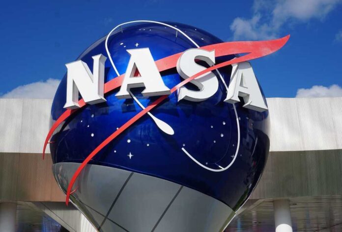 Cape,Canaveral,,Florida,-,December,27,,2021:,Close,Up,Of NASA logo displayed on a large globe structure