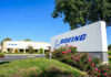 Boeing office building with signage and landscaping.