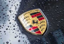 Porsche Rips Free—Chaos Hits North Hollywood Porsche crest on wet car hood