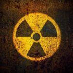 Radiation hazard symbol on a grungy surface