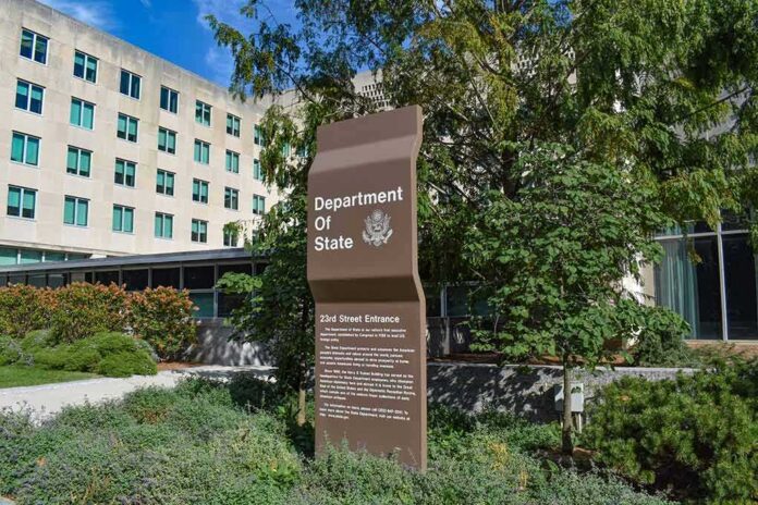 shutterstock_2063828270 Department of State sign outside an office building