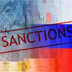 Global Buyers Warned—Who Blinks First? Sanctions text over financial chart and flag with coin stacks