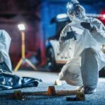 Gunfire Erupts Mid-Warrant — Chaos Follows forensic investigators at nighttime crime scene