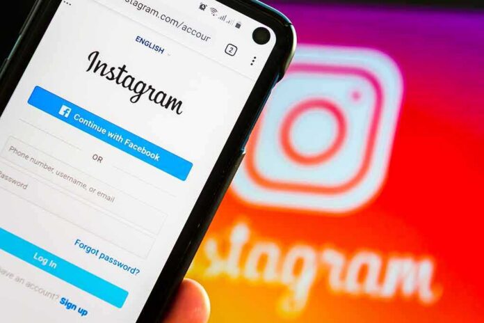 smartphone showing Instagram login screen