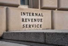 IRS building stone facade with engraved sign